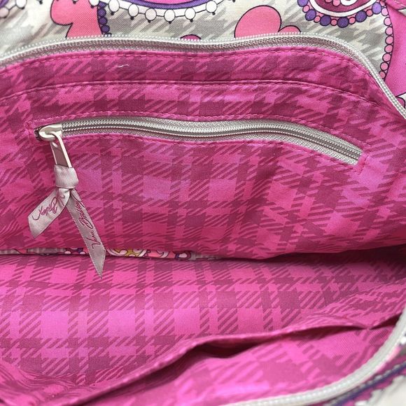 Vera Bradley Abby Multicolor Pink Paisley Meets Plaid Tote Bag Purse Satchel - Picture 12 of 13